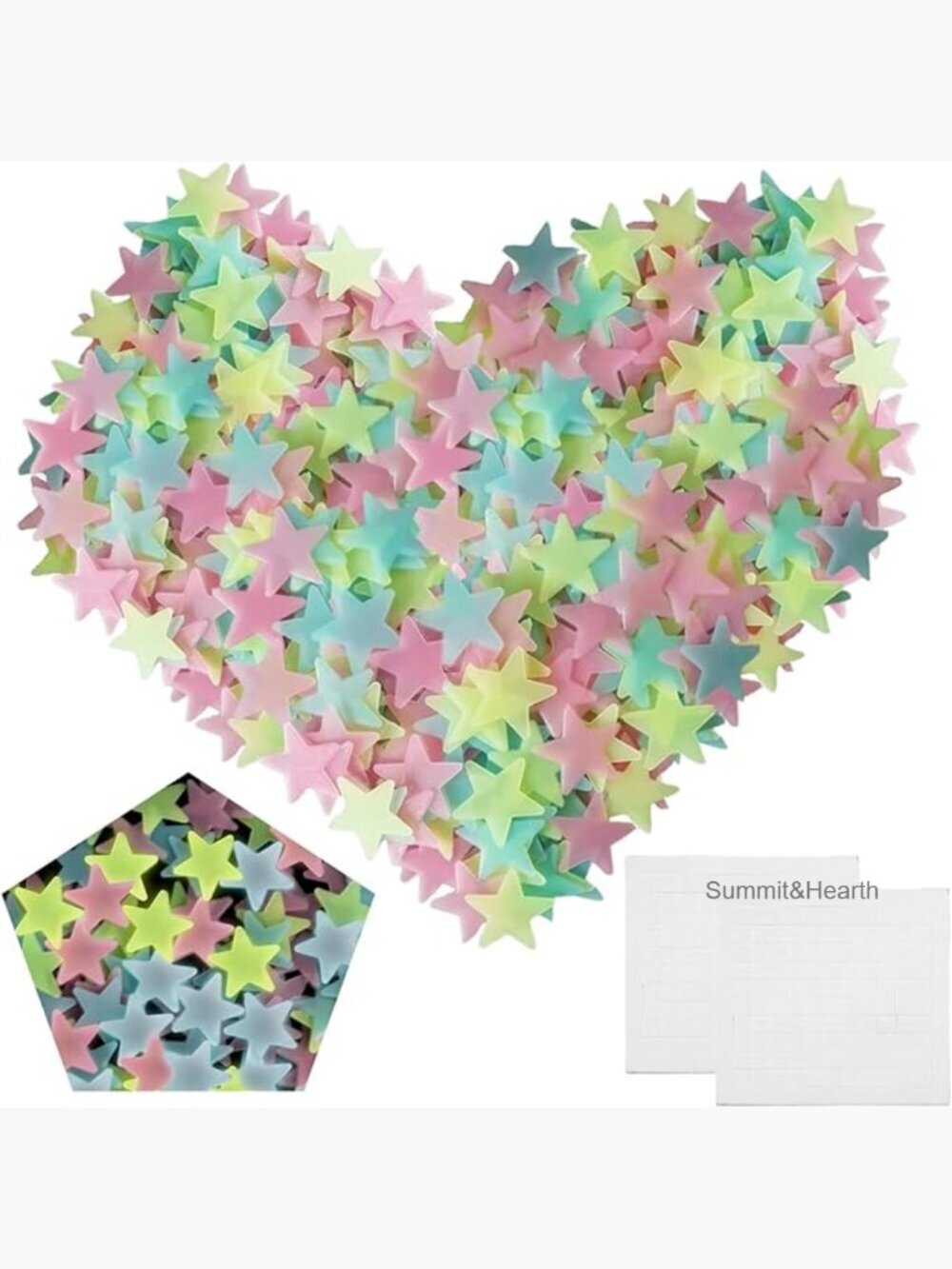 200 Glow in Dark 3D Star Stickers Wall Ceiling Decor Night Sky